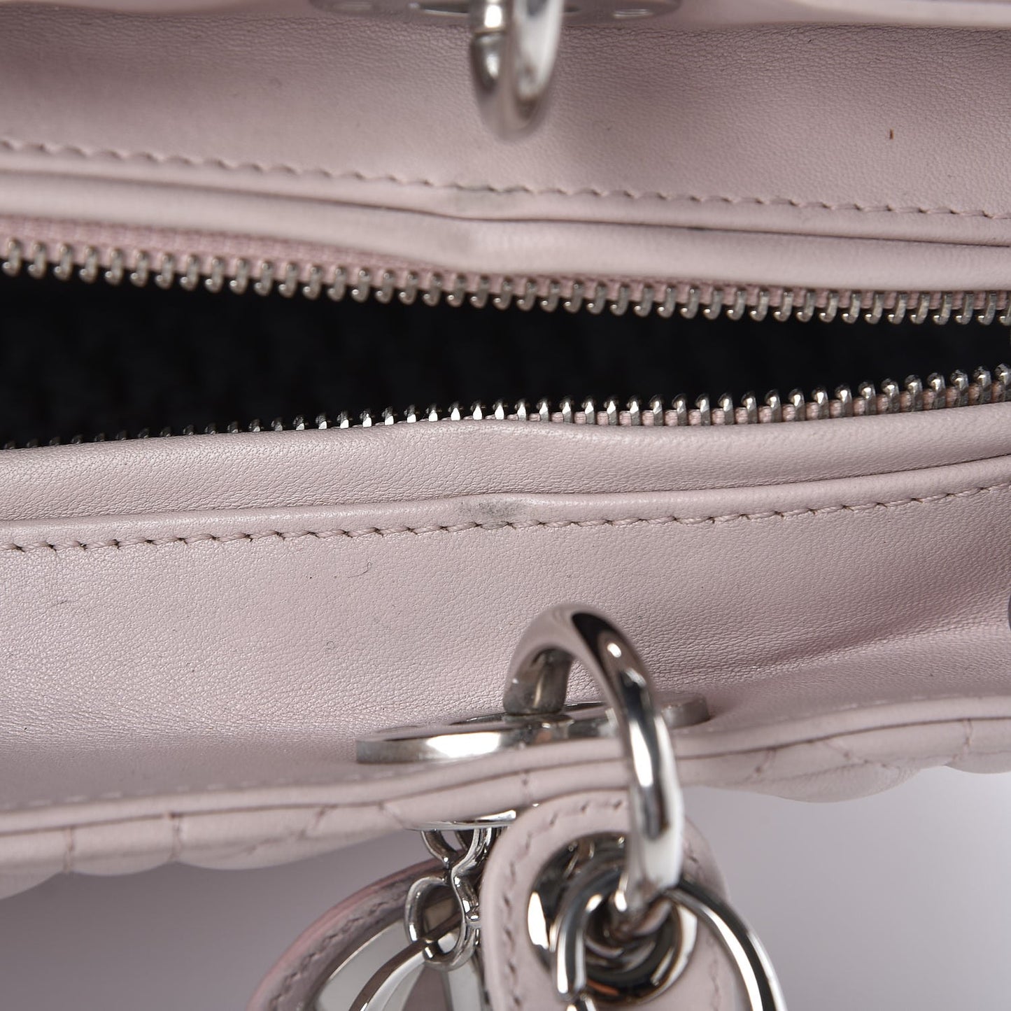Lambskin Cannage Large Lady Dior Rose Poudre