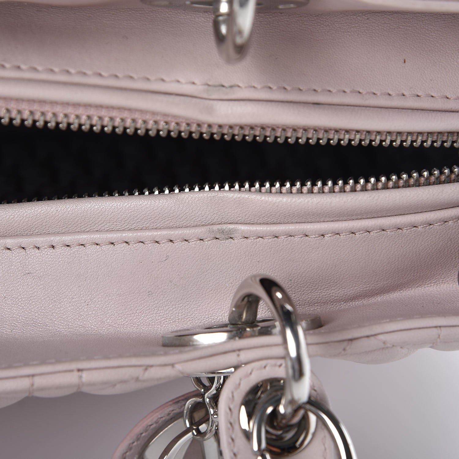 Christian Dior Lambskin Cannage Large Lady Dior Rose Poudre 8 of 15