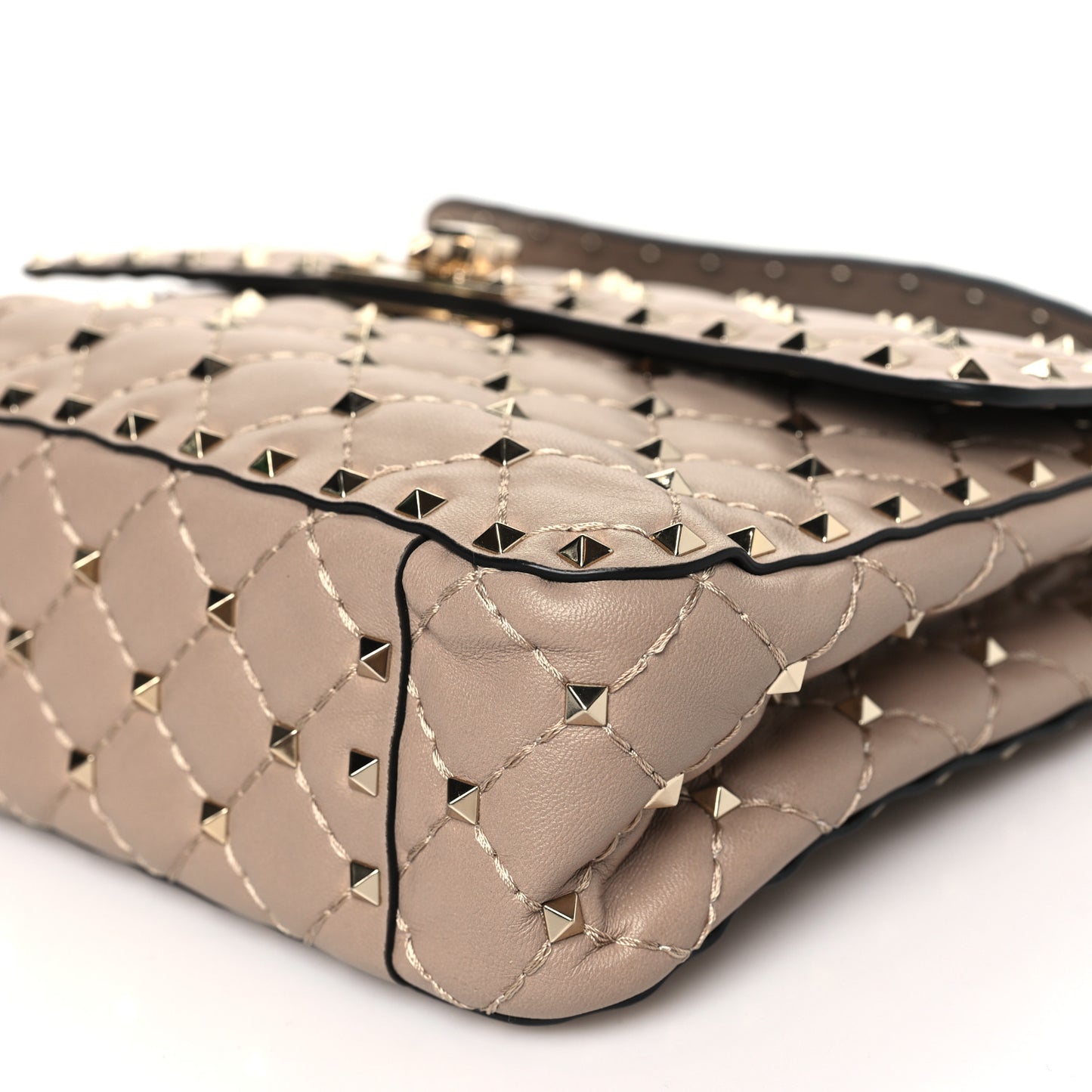 Nappa Medium Rockstud Spike Shoulder Bag Poudre