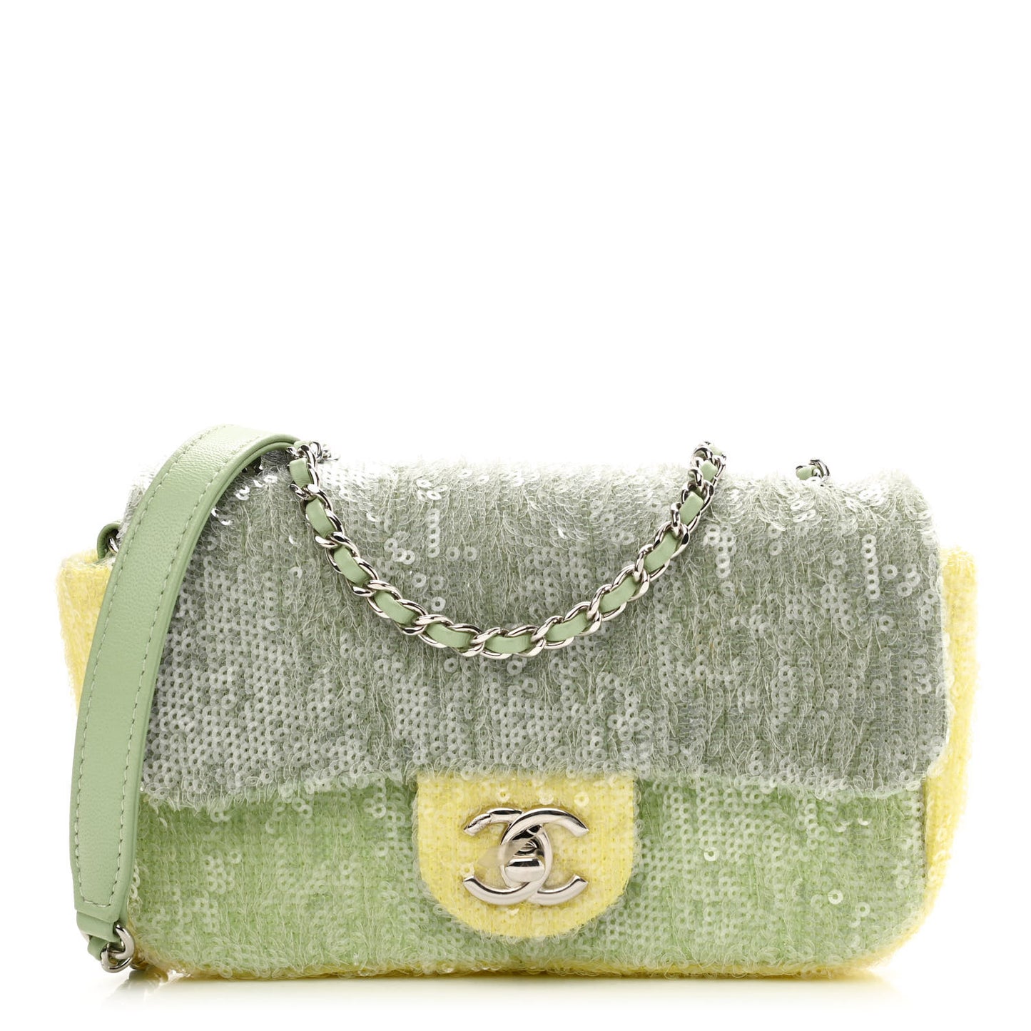 Sequin Mini Waterfall Flap Green Light Green Yellow