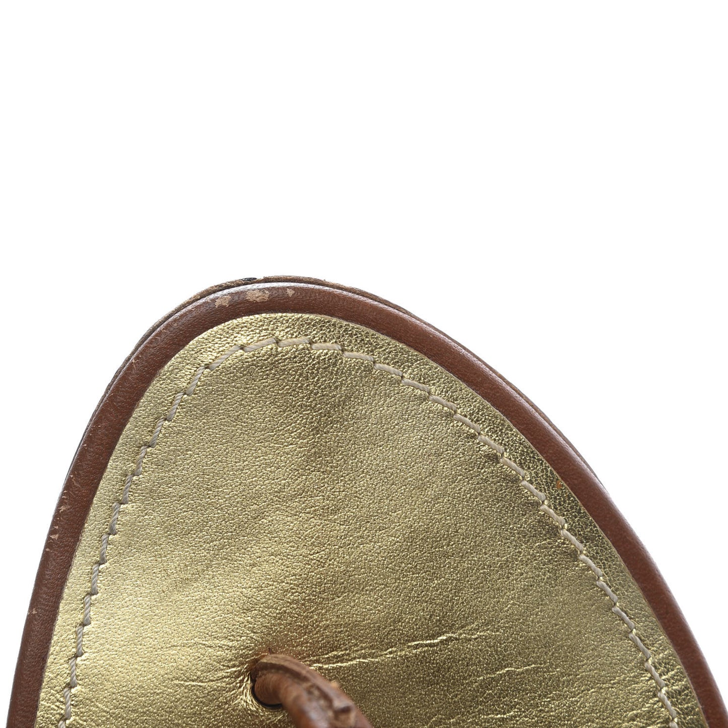 Calfskin Thong Sandal 37 Brown Gold