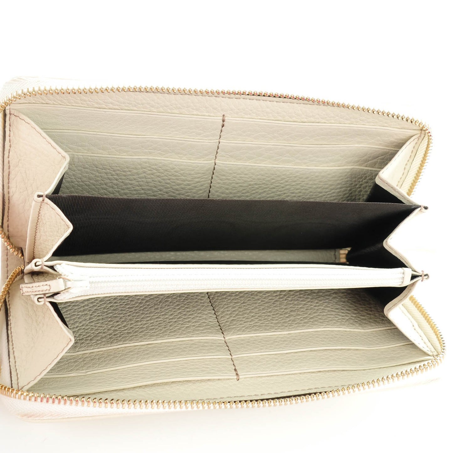 Pebbled Calfskin Soho Zip Around Wallet Off White