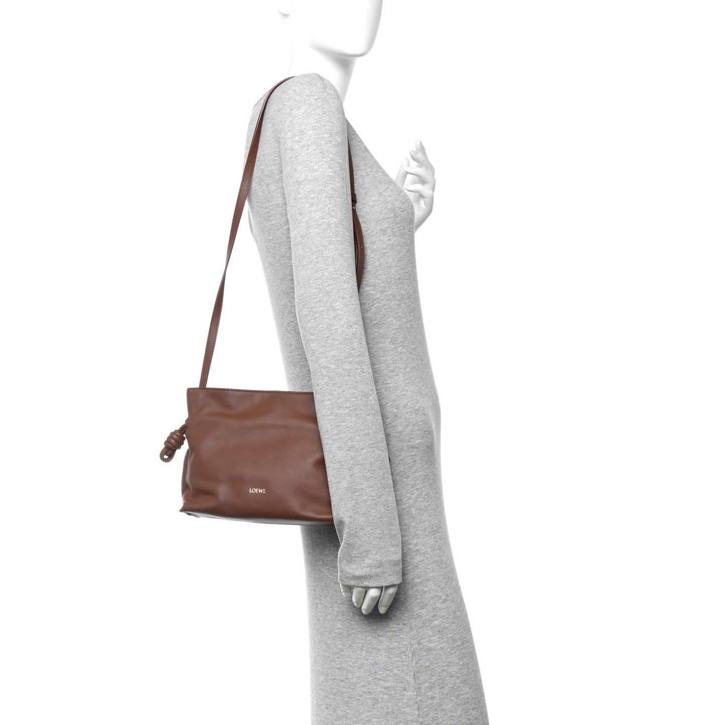 X SUNA FUJITA Nappa Flamenco Knot Clutch Havana