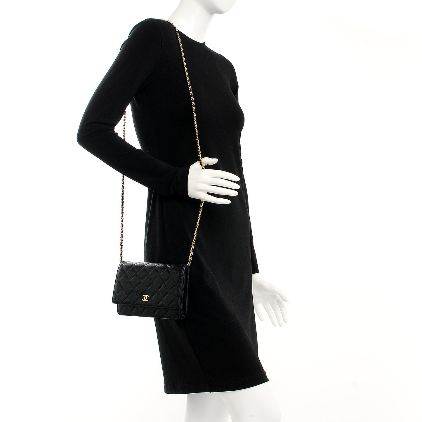 Caviar Quilted Wallet On Chain WOC Black