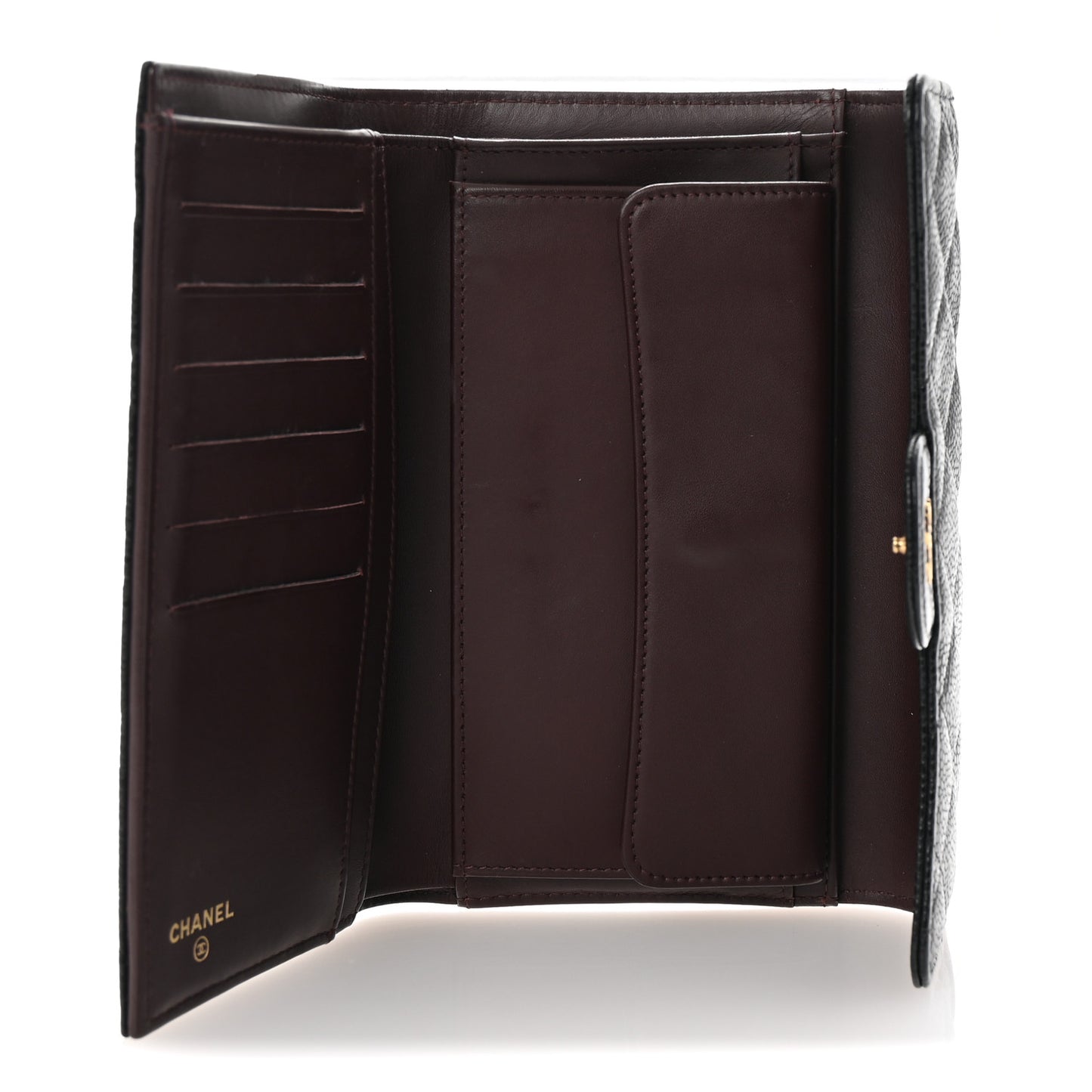 Caviar Quilted Large Flap Wallet Black