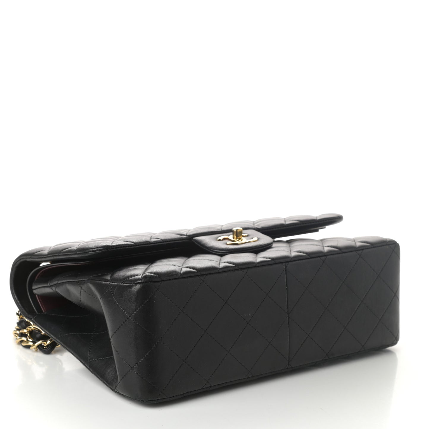Lambskin Quilted Jumbo Double Flap Black