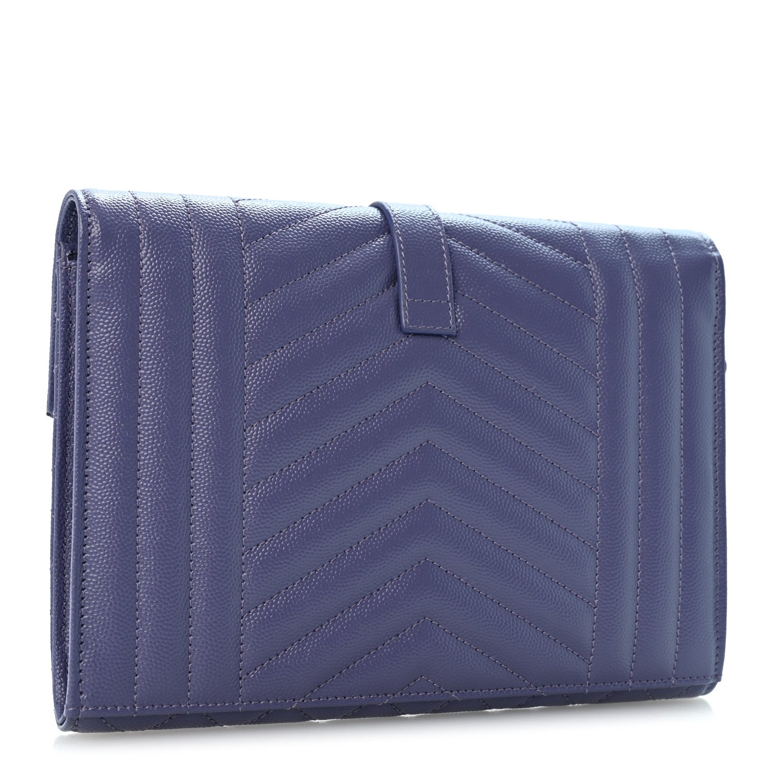 Saint Laurent Grain De Poudre Textured Mixed Matelasse Triquilt Monogram Clutch Dark Wisteria 3 of 11
