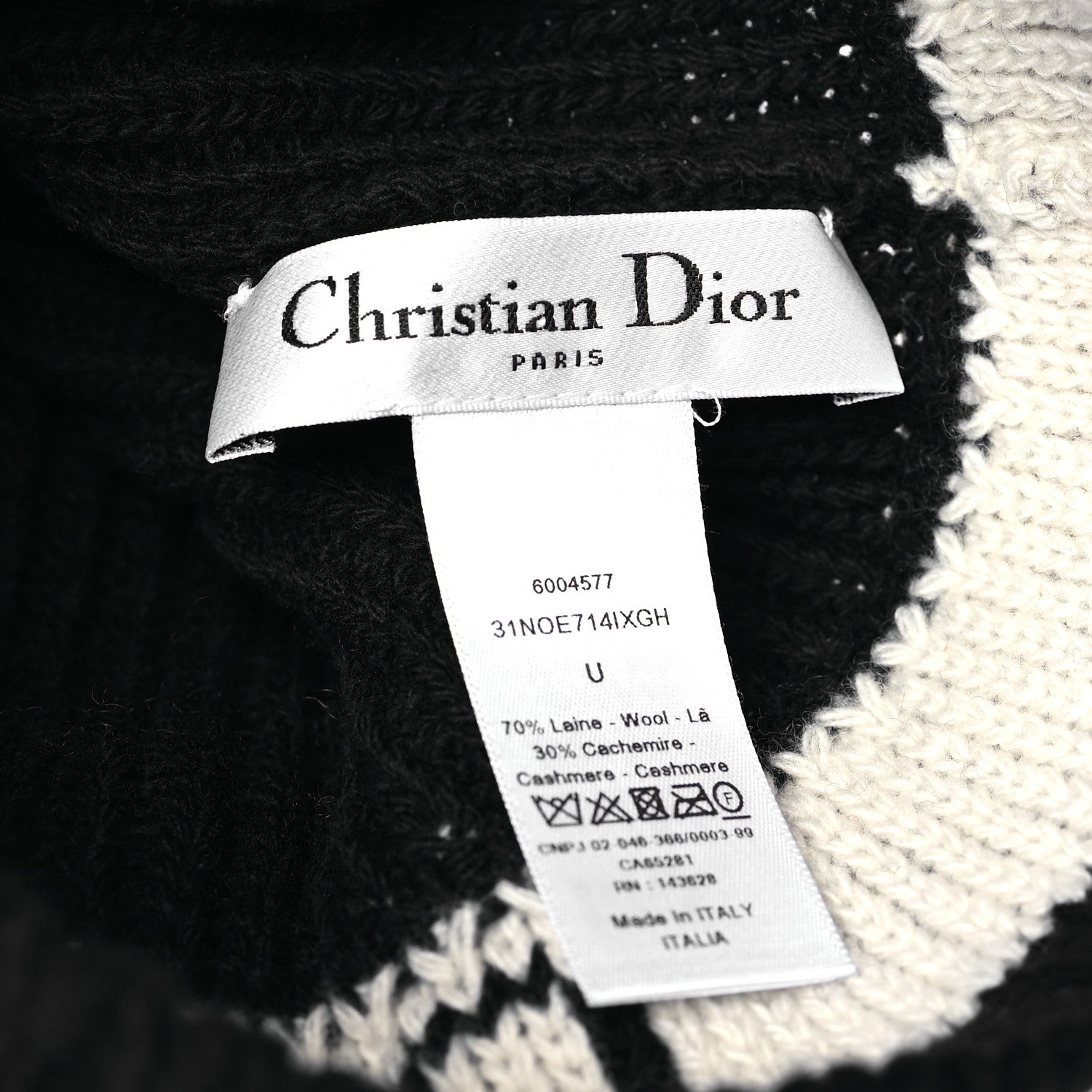 Christian Dior Cashmere Wool D-White Beanie Navy Blue White 3 of 3