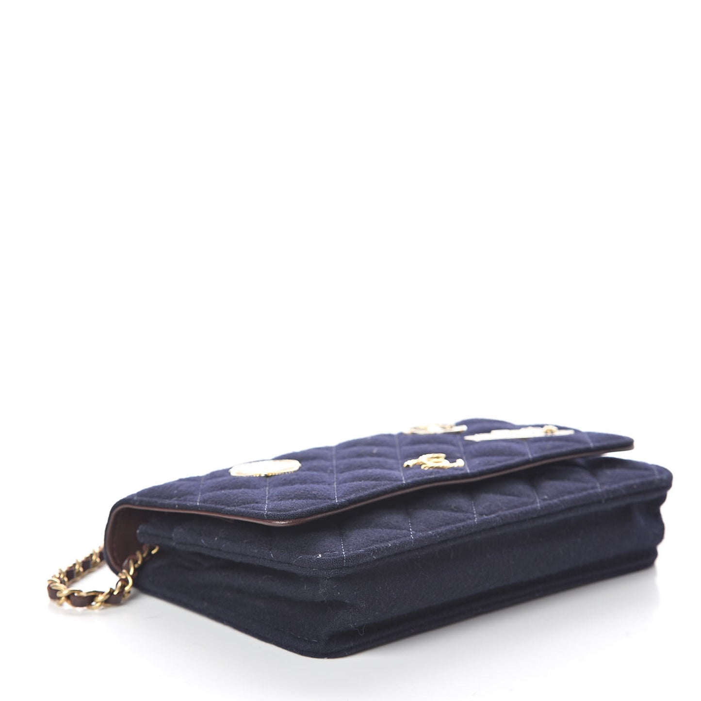 Felt Quilted Paris-Hamburg Charms Wallet On Chain WOC Dark Navy