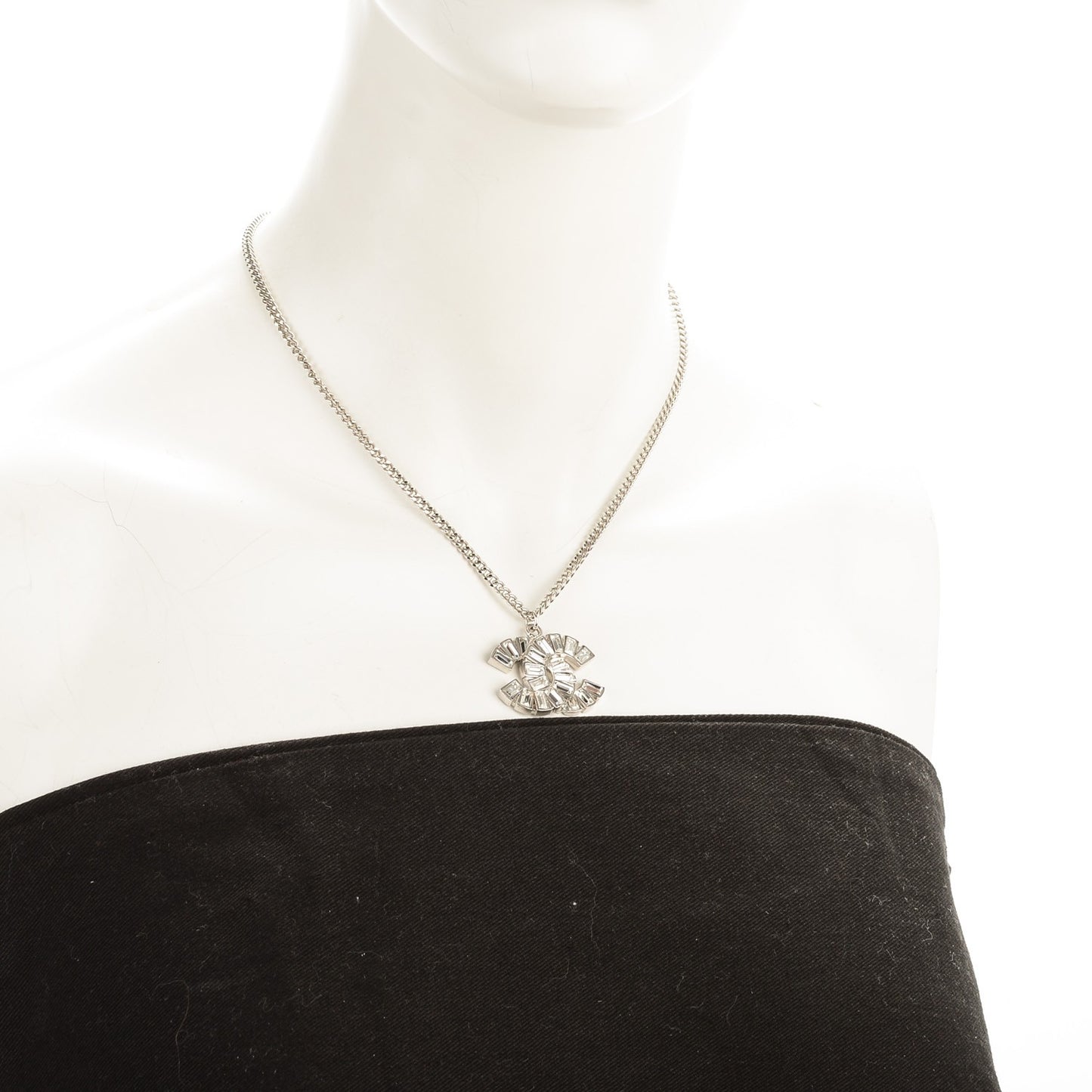 Baguette Crystal CC Necklace Silver