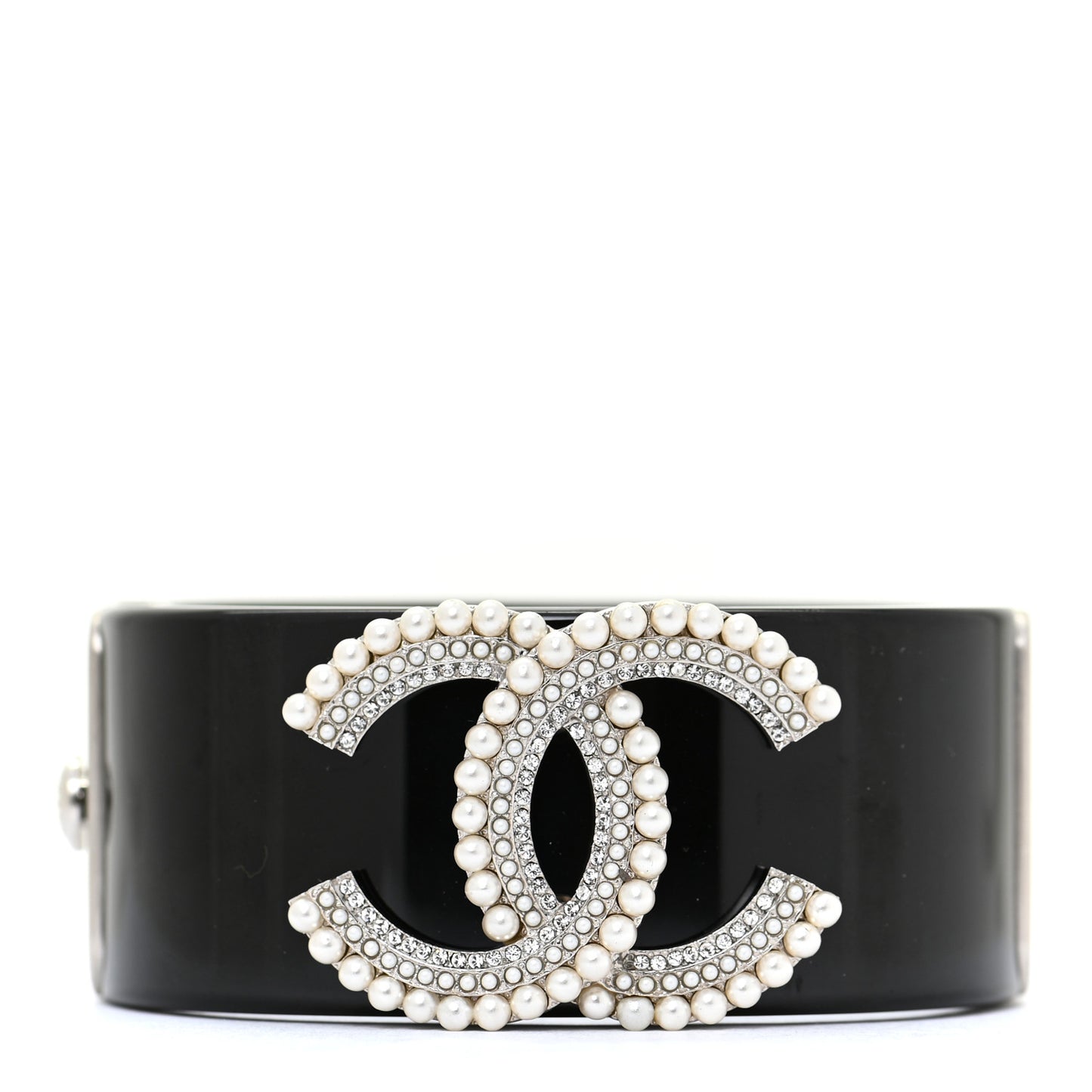 Resin Pearl Crystal CC Cuff Black