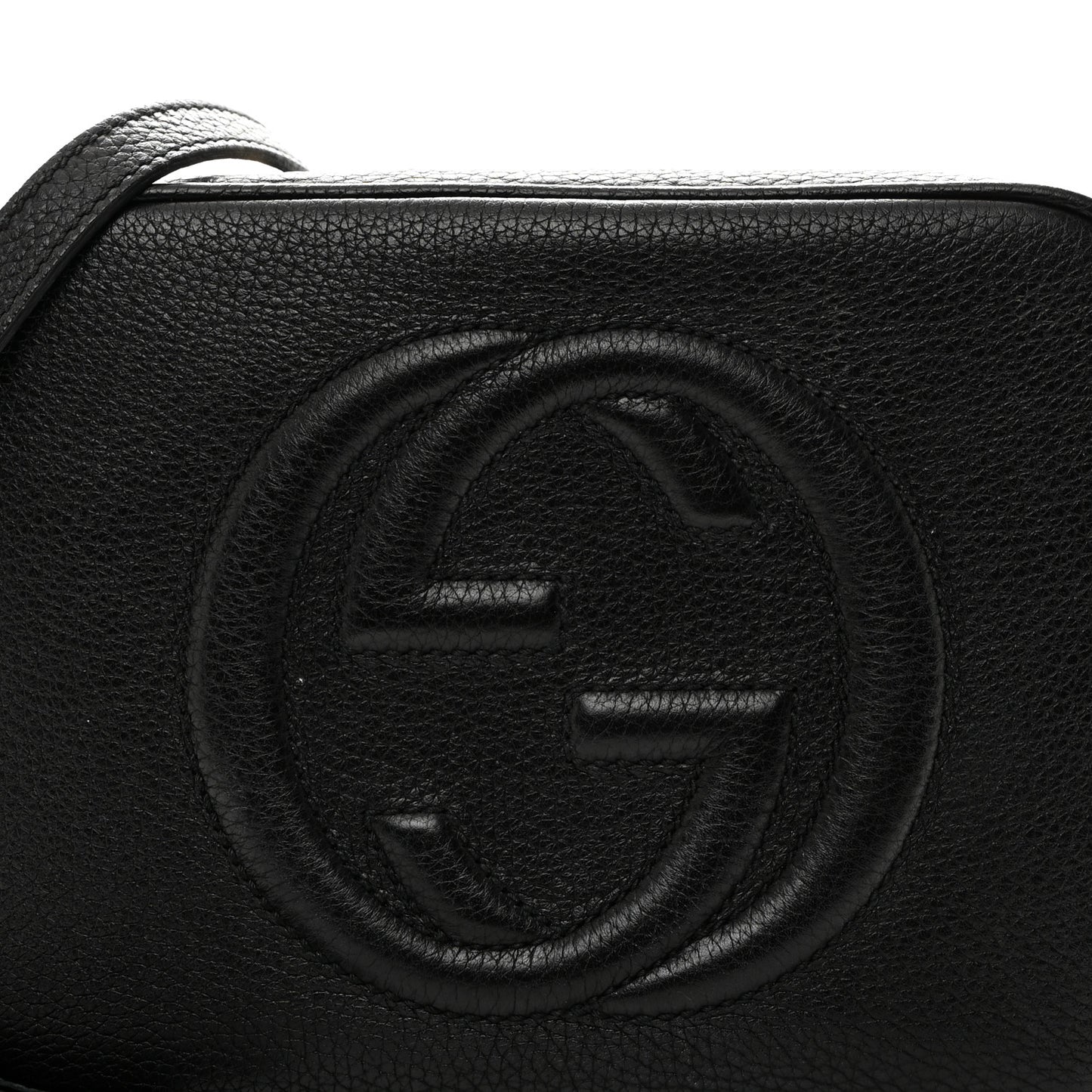 Pebbled Calfskin Small Soho Disco Bag Black