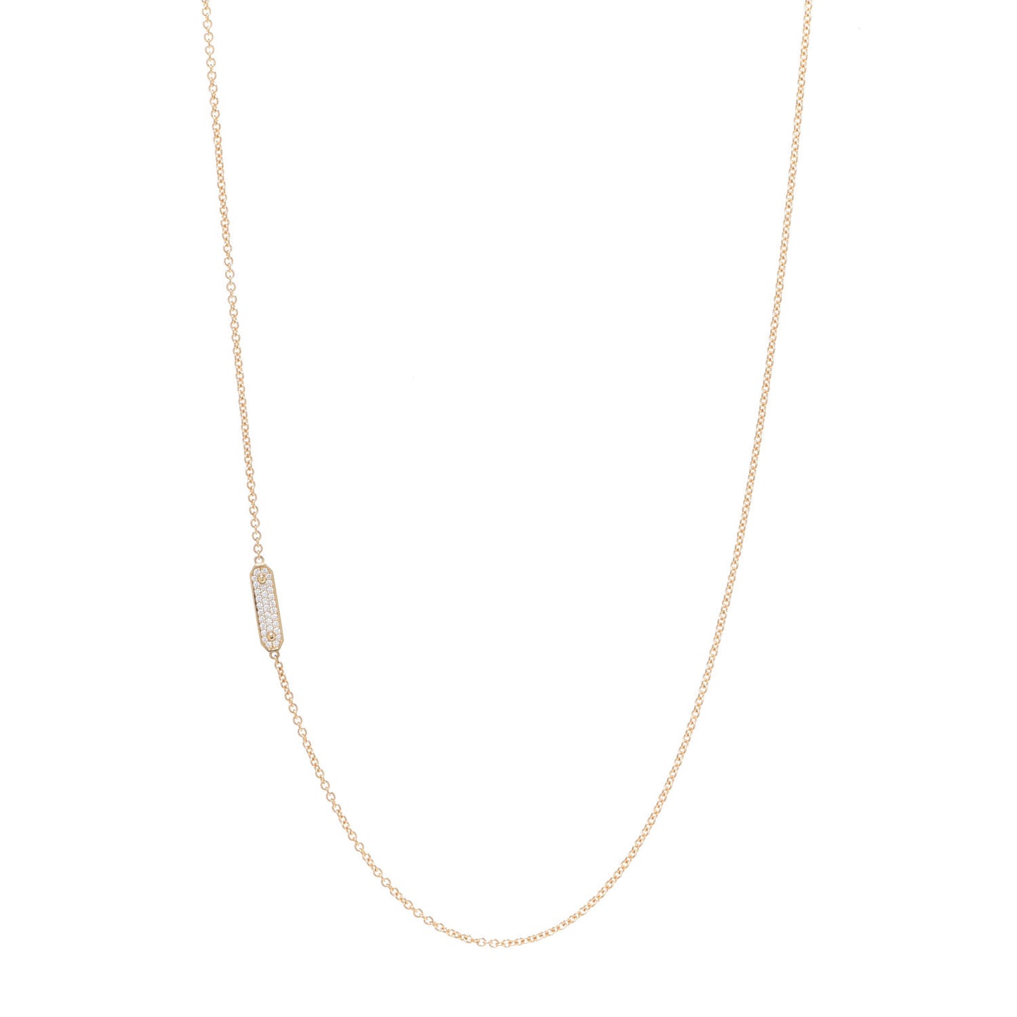 18K Yellow Gold Diamond Tag Chain Necklace