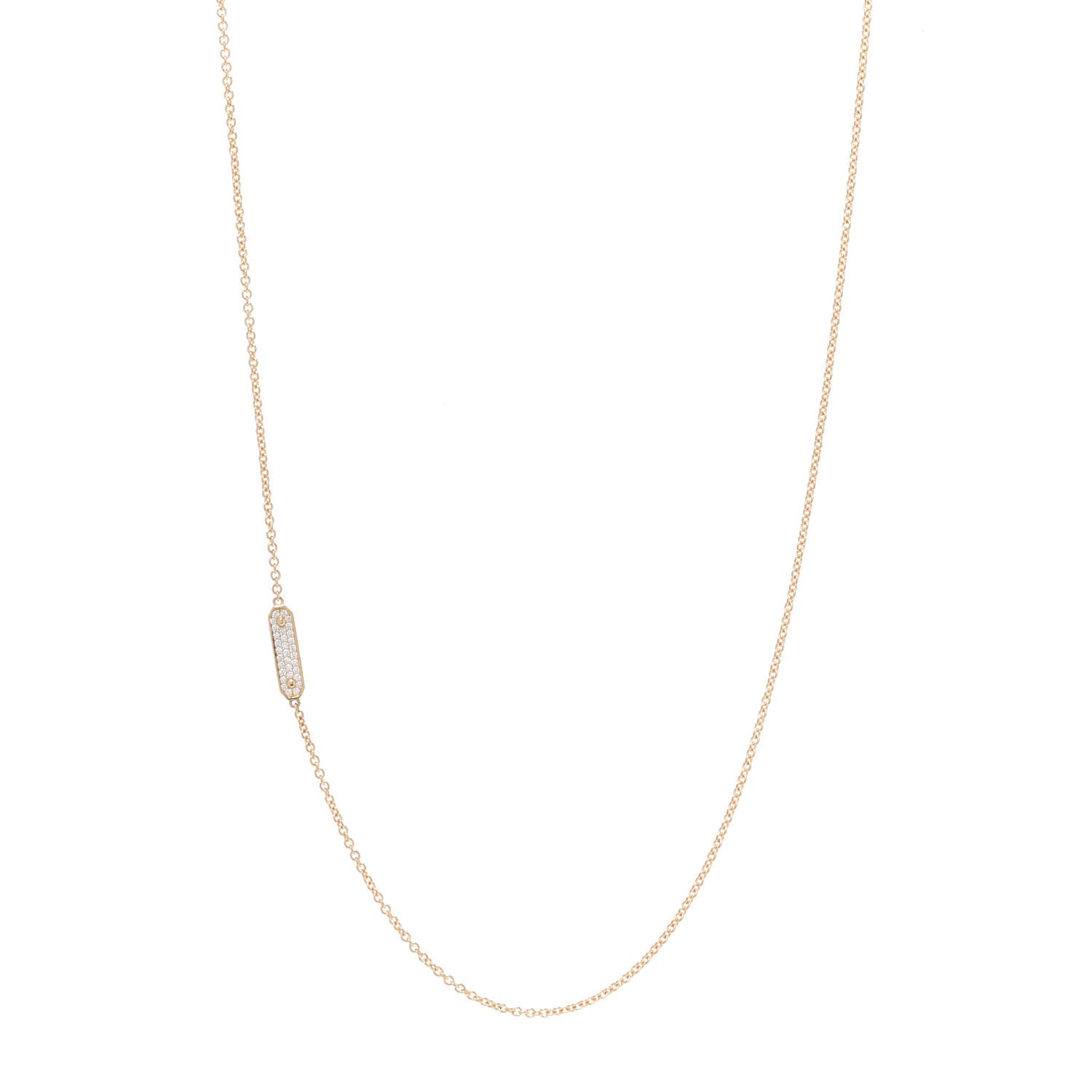 Tiffany 18K Yellow Gold Diamond Tag Chain Necklace 1 of 6