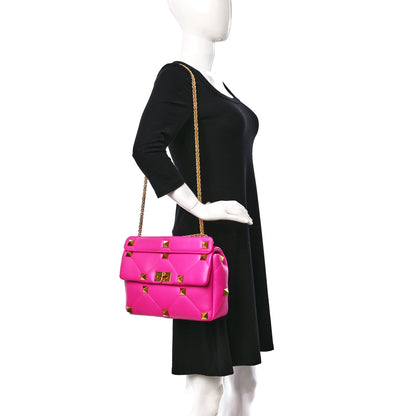 Valentino Garavani Nappa Large Roman Stud Shoulder Bag Pink PP 2 of 8