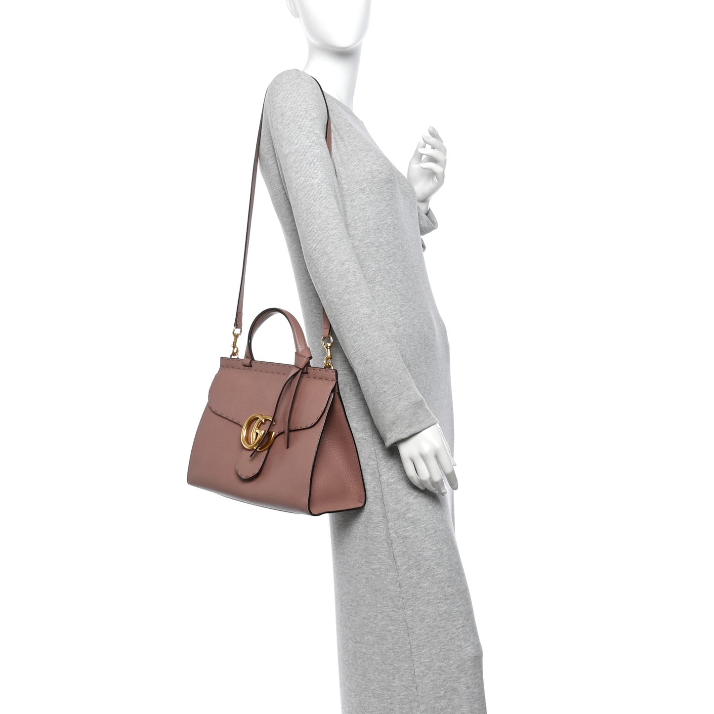 Calfskin Small GG Marmont Top Handle Bag Rosy Phard