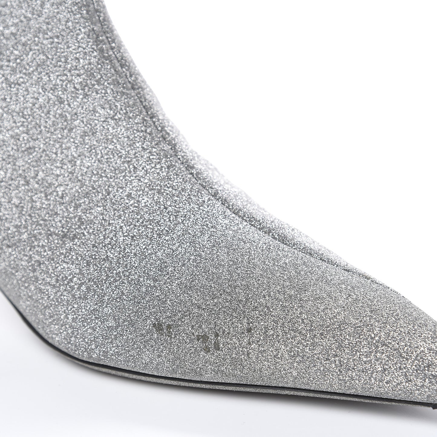 Calfskin Glitter Short 40mm Extreme Pointed Toe Knife Booties 36 Silver Hardware