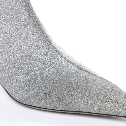 Balenciaga Calfskin Glitter Short 40mm Extreme Pointed Toe Knife Booties 36 Silver Hardware 10 of 12