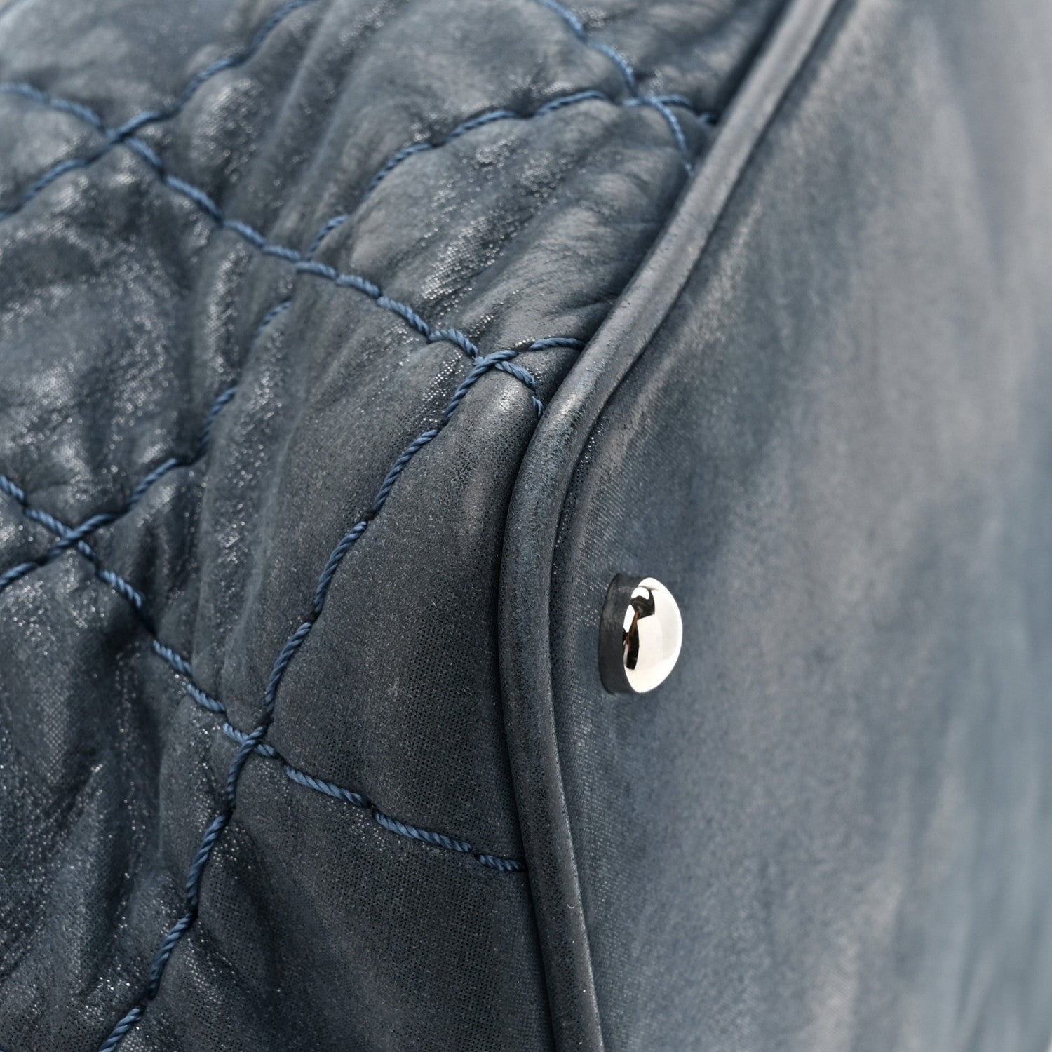 Chanel Iridescent Calfskin Quilted Small Sea Hit Tote Navy 14 of 17