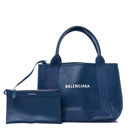 Balenciaga Calfskin S Navy Cabas Petrol Blue White 1 of 11