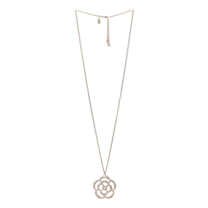 Chanel Crystal Pearl Camellia Necklace Gold 3 of 4