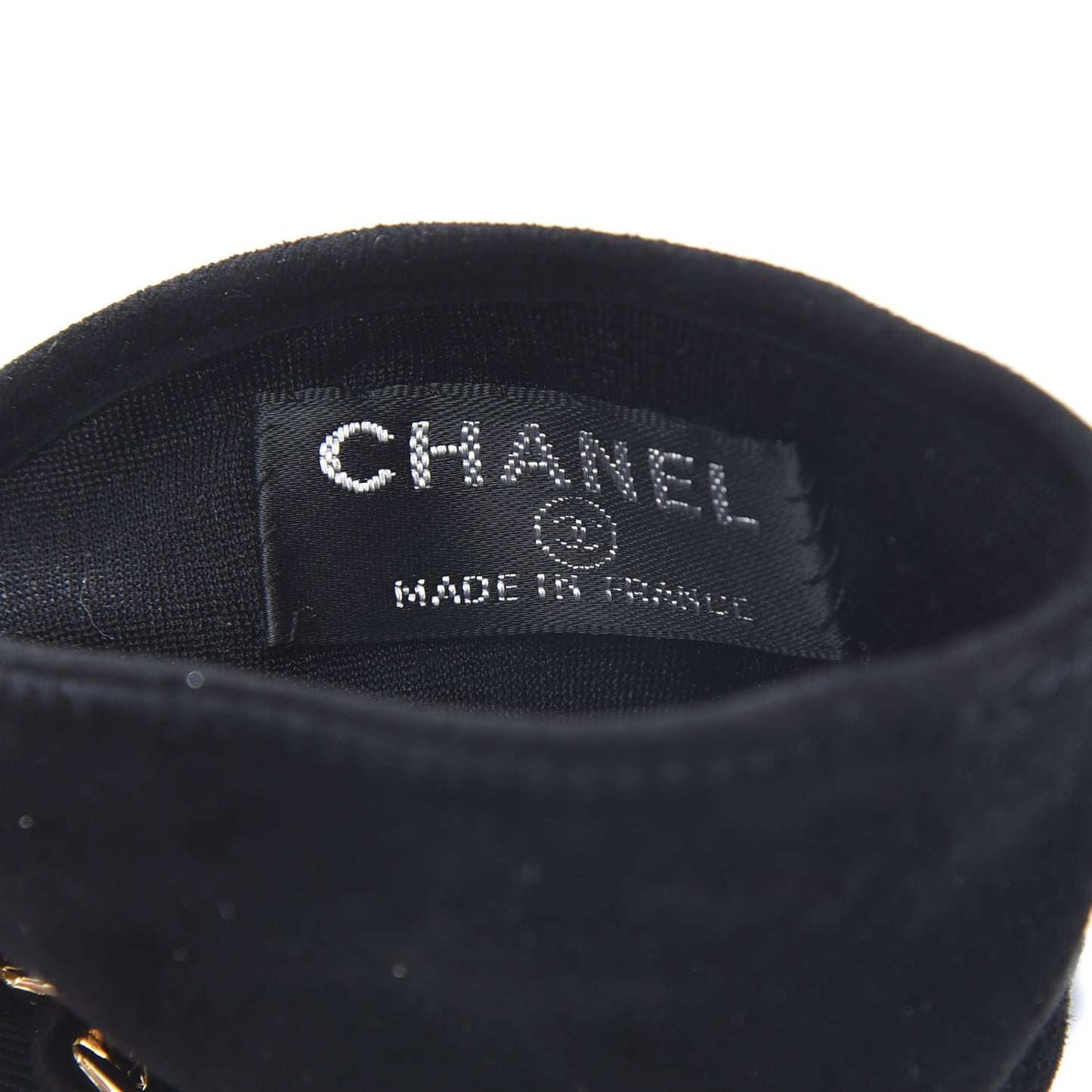 Suede Lambskin Pearl Grosgrain Gloves 7.5 Black