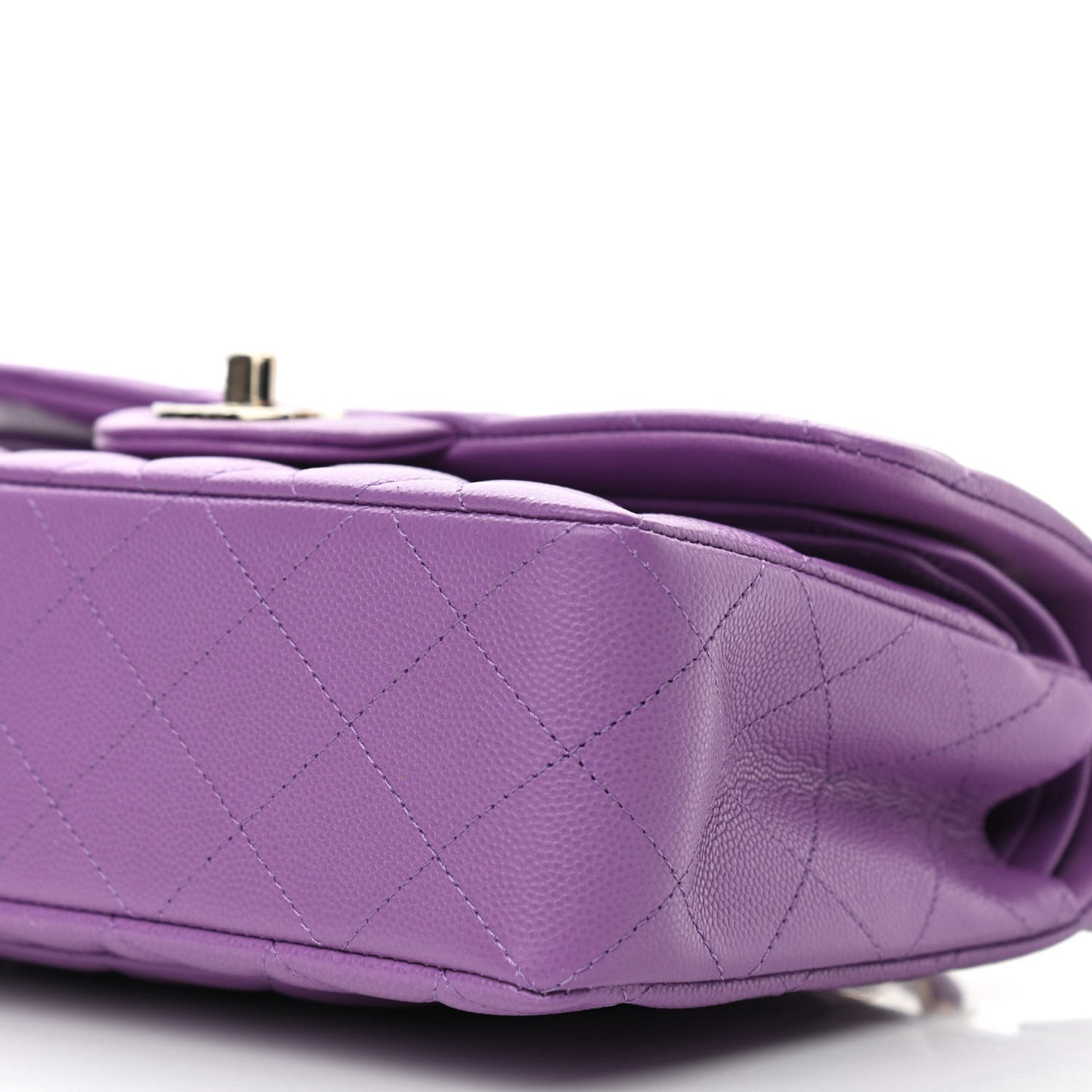 Caviar Quilted Small Double Flap Purple