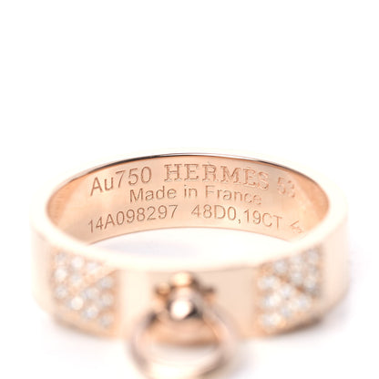 Hermes 18K Rose Gold Diamond PM Collier De Chien Ring 53 6.5 4 of 4