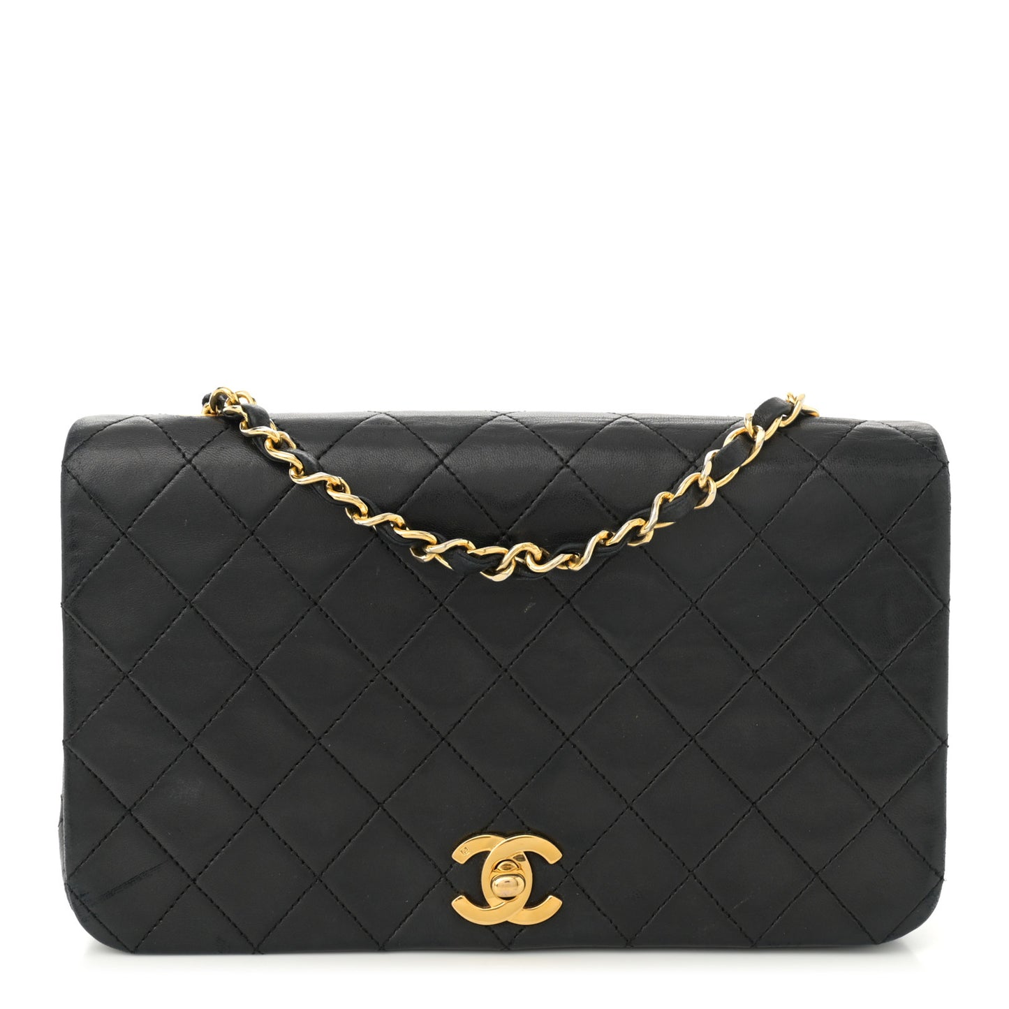 Lambskin Quilted Small Single Flap Black