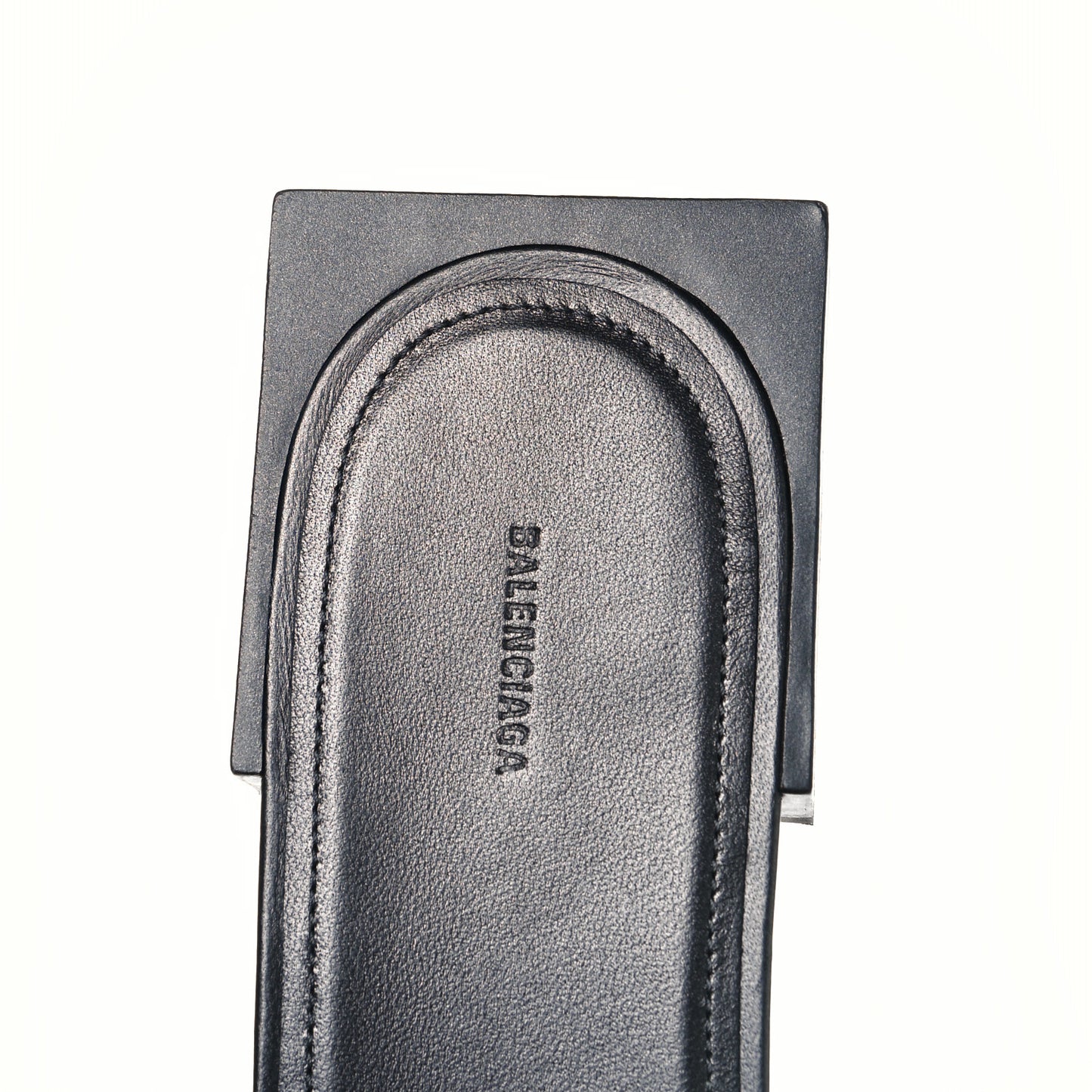 Shiny Smooth Sheepskin Box Flat Sandals 40.5 Black