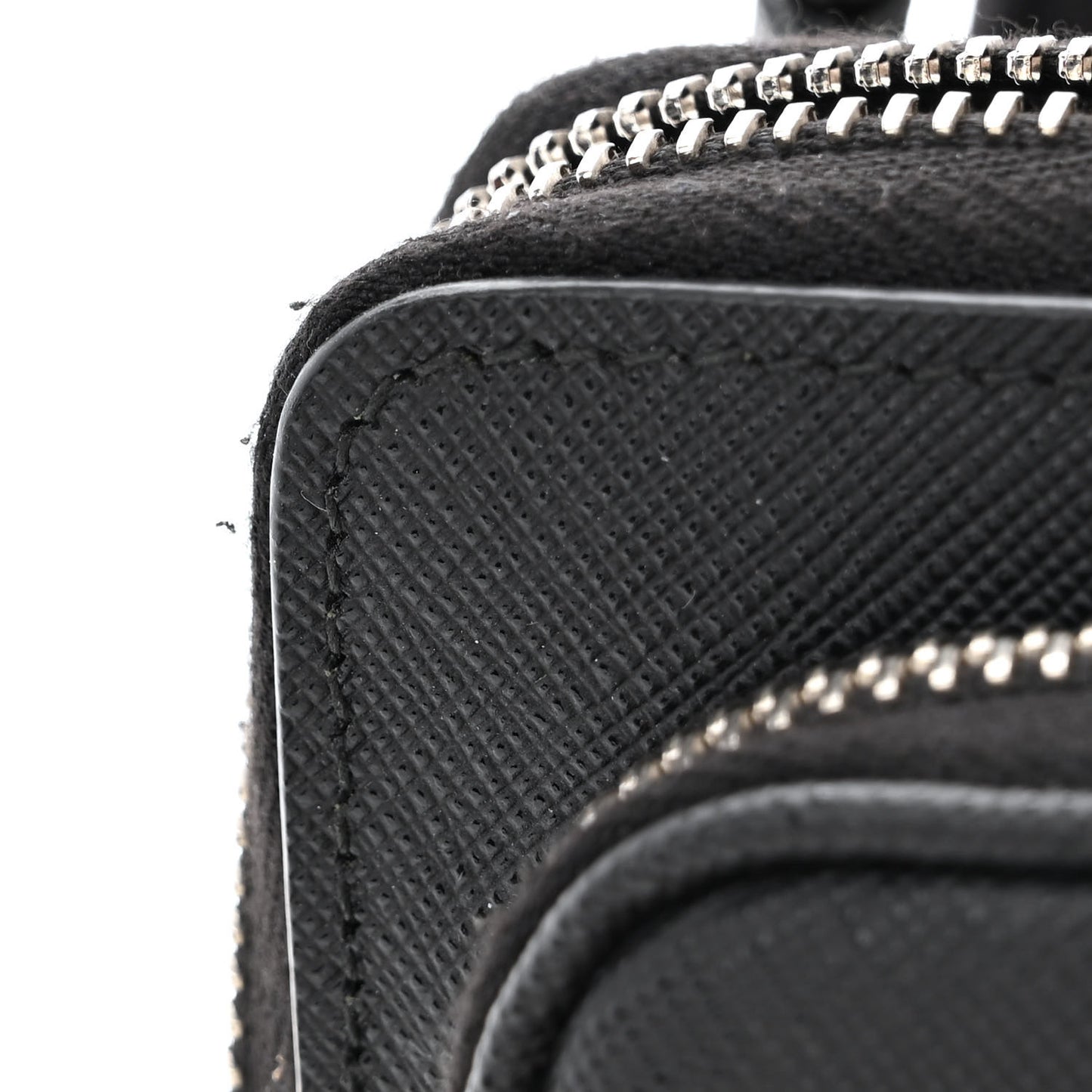 Saffiano Travel Double Zip Crossbody Belt Bag Black