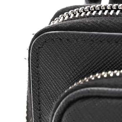 Prada Saffiano Travel Double Zip Crossbody Belt Bag Black 12 of 13