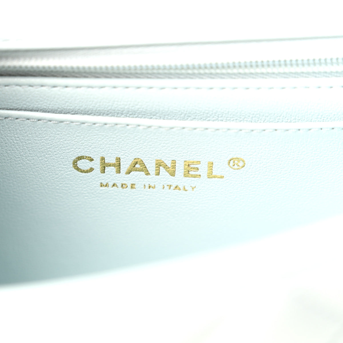 Lambskin Quilted Mini Rectangular Flap Light Blue