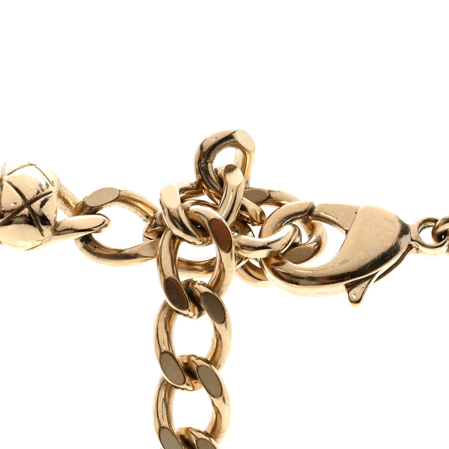 Lambskin CC Turnlock Necklace Gold Black