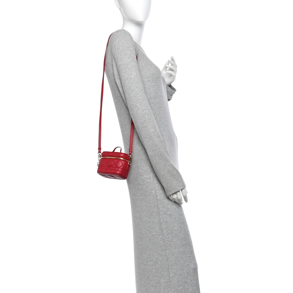 Christian Dior Lambskin Cannage Micro Lady Dior Vanity Case Red 2 of 11