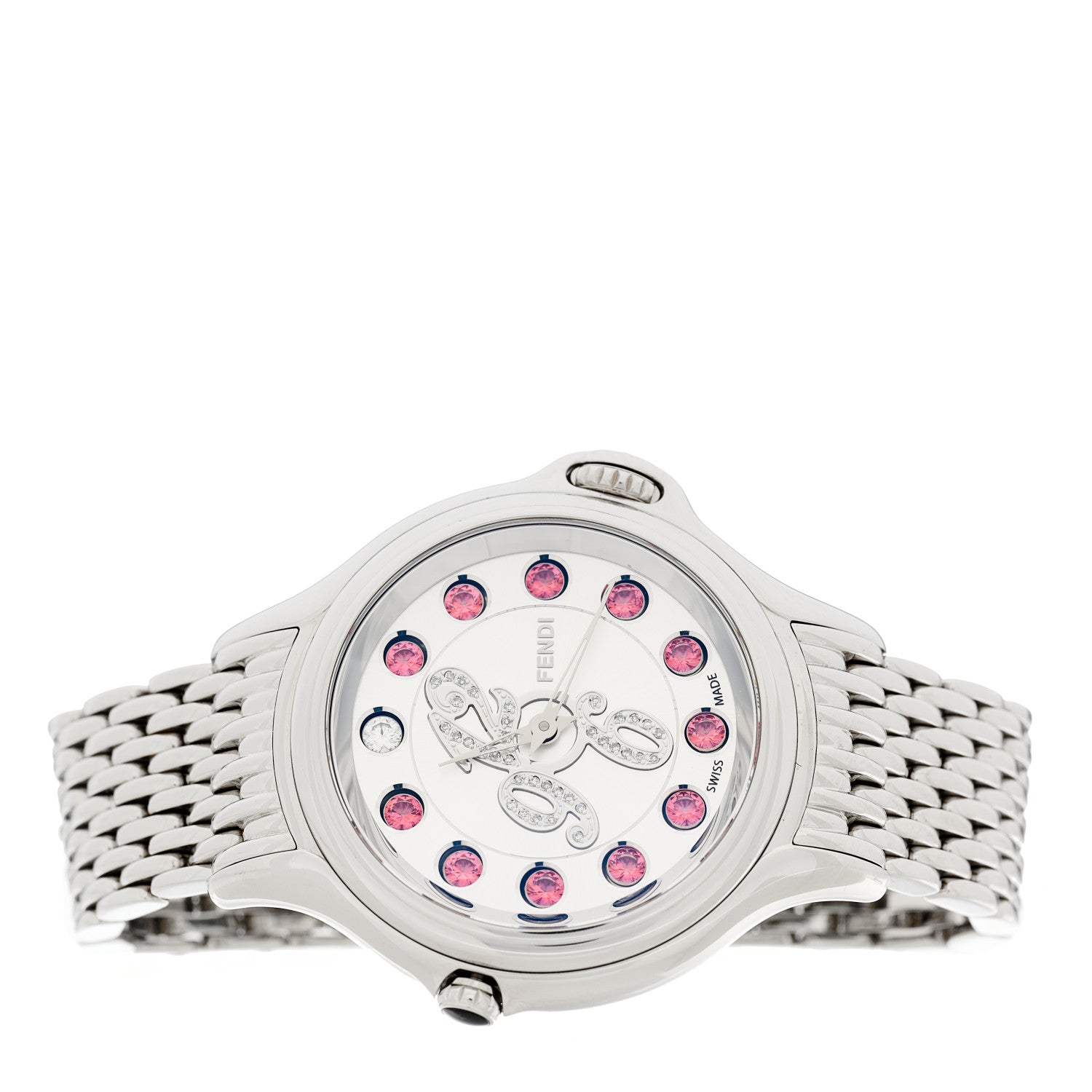 Fendi Stainless Steel Diamond Topaz 38mm Crazy Carats Rotating Gem Quartz Watch 3 of 7