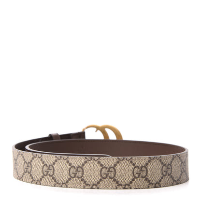Gucci GG Supreme Monogram Matte Plutone Calfskin Double G 30mm Belt 75 30 Beige Ebony New Acero 2 of 5