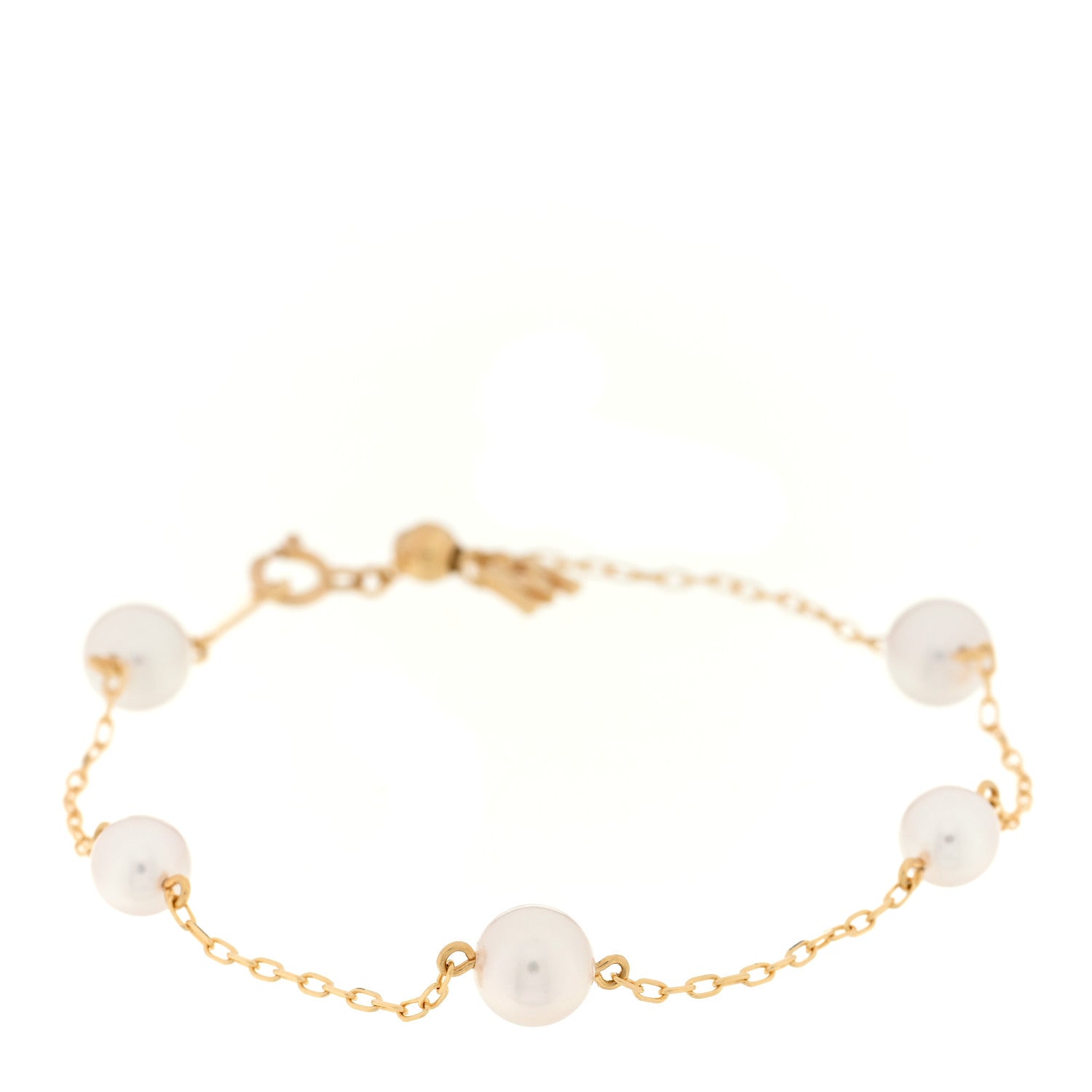 Mikimoto 18K Yellow Gold Akoya Pearl 6mm Station Bracelet 1 of 4