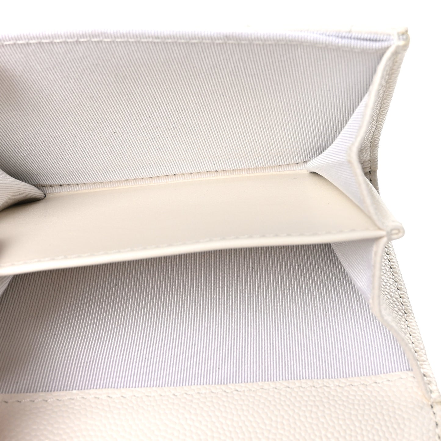 Caviar Quilted Flap Card Holder On Chain White