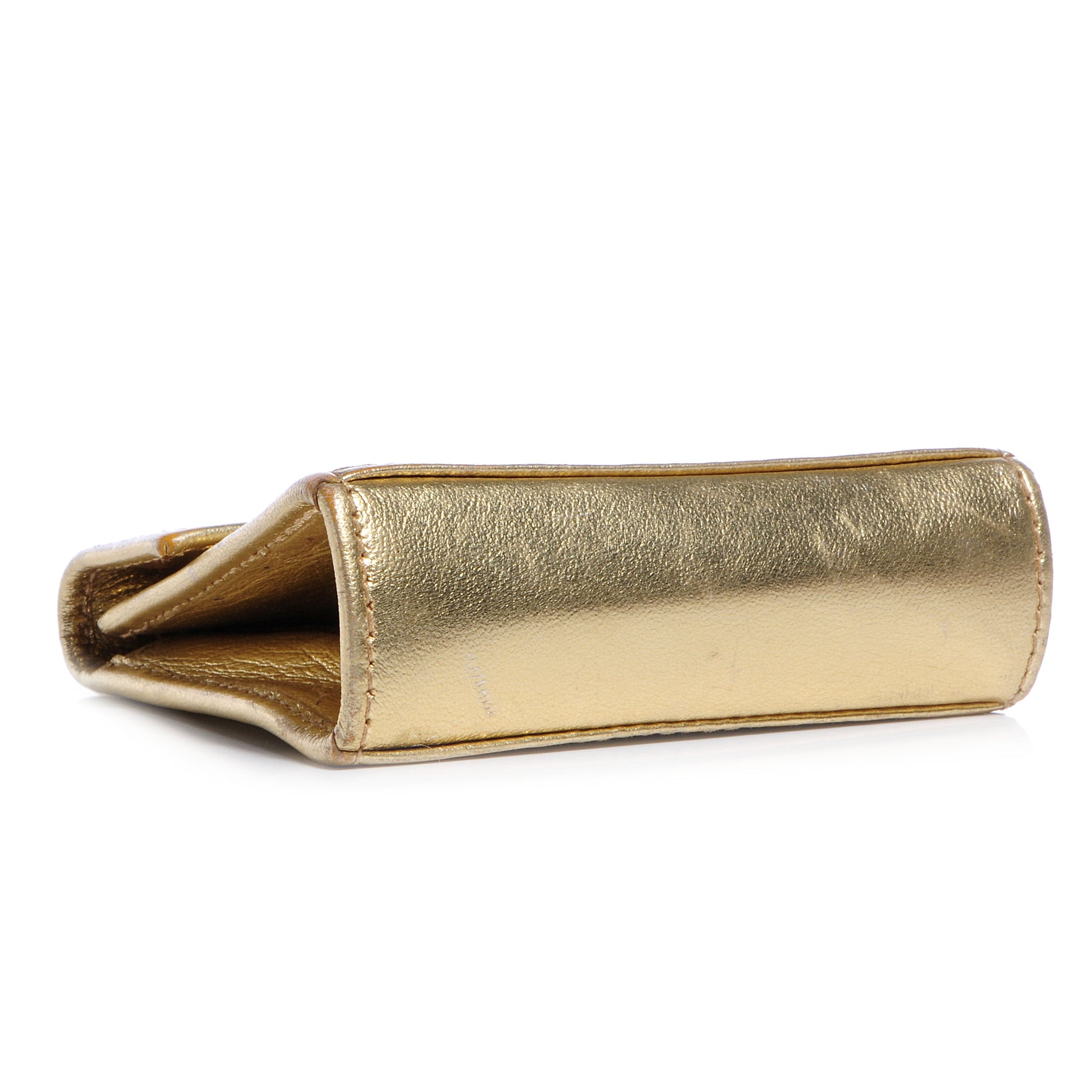 FASHIONPHILE SALVATOREFERRAGAMOMetallicLeatherGanciniEveningBagGold 4 of 8