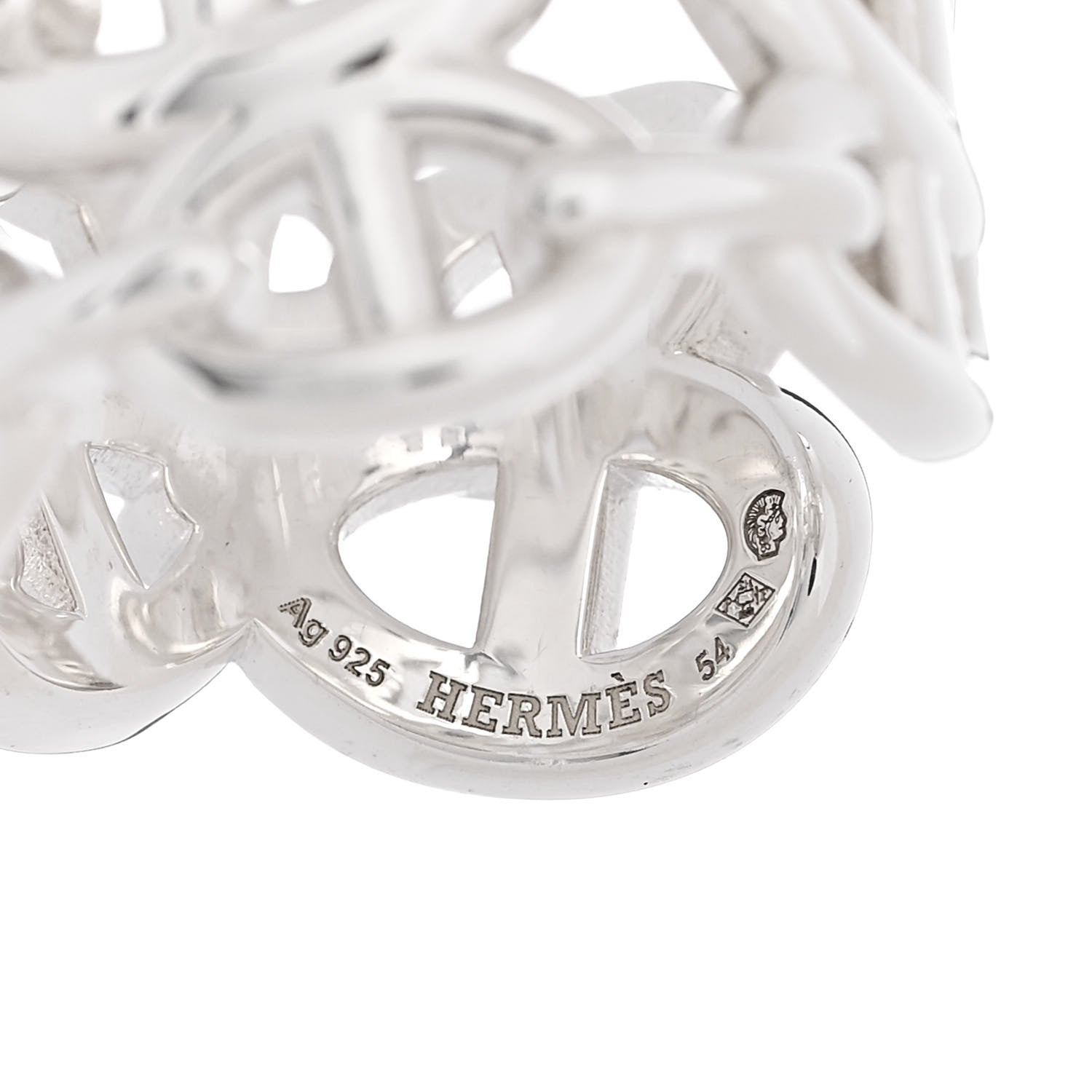 Hermes Sterling Silver GM Chaine d'Ancre Enchainee Band Ring 54 7 4 of 7