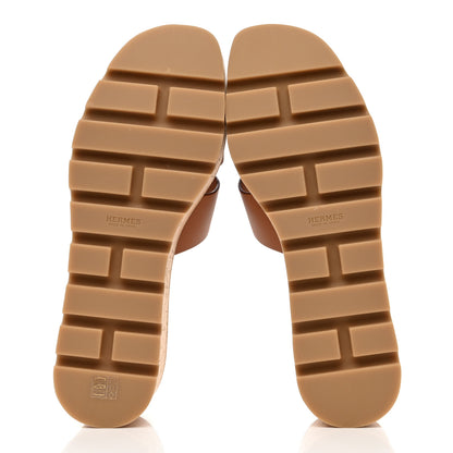 Hermes Calfskin Cork Eze 30 Sandals 40 Marron Glaise 5 of 8