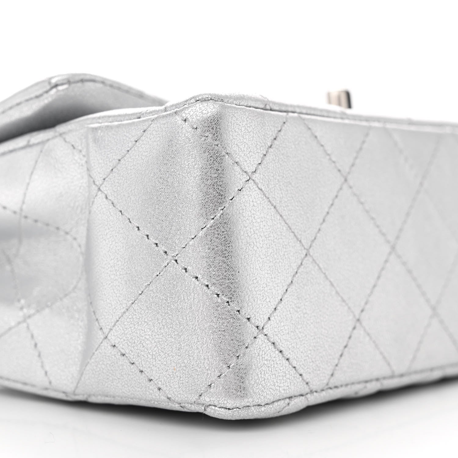 Chanel Metallic Lambskin Quilted Mini Rectangular Flap Silver 9 of 10