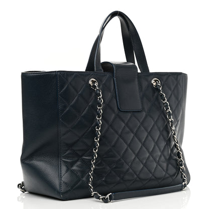 Chanel Caviar Quilted Large CC Box Shopping Tote Navy 3 of 24