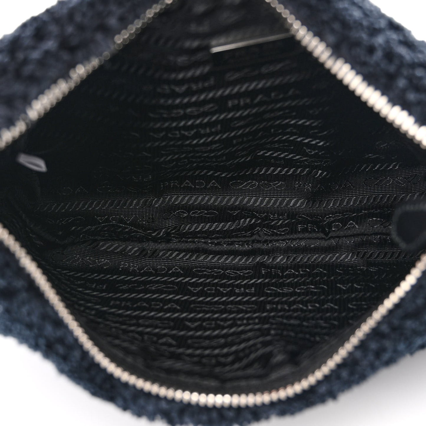 Terry Cloth Mini Re-Edition 2000 Bag Black White