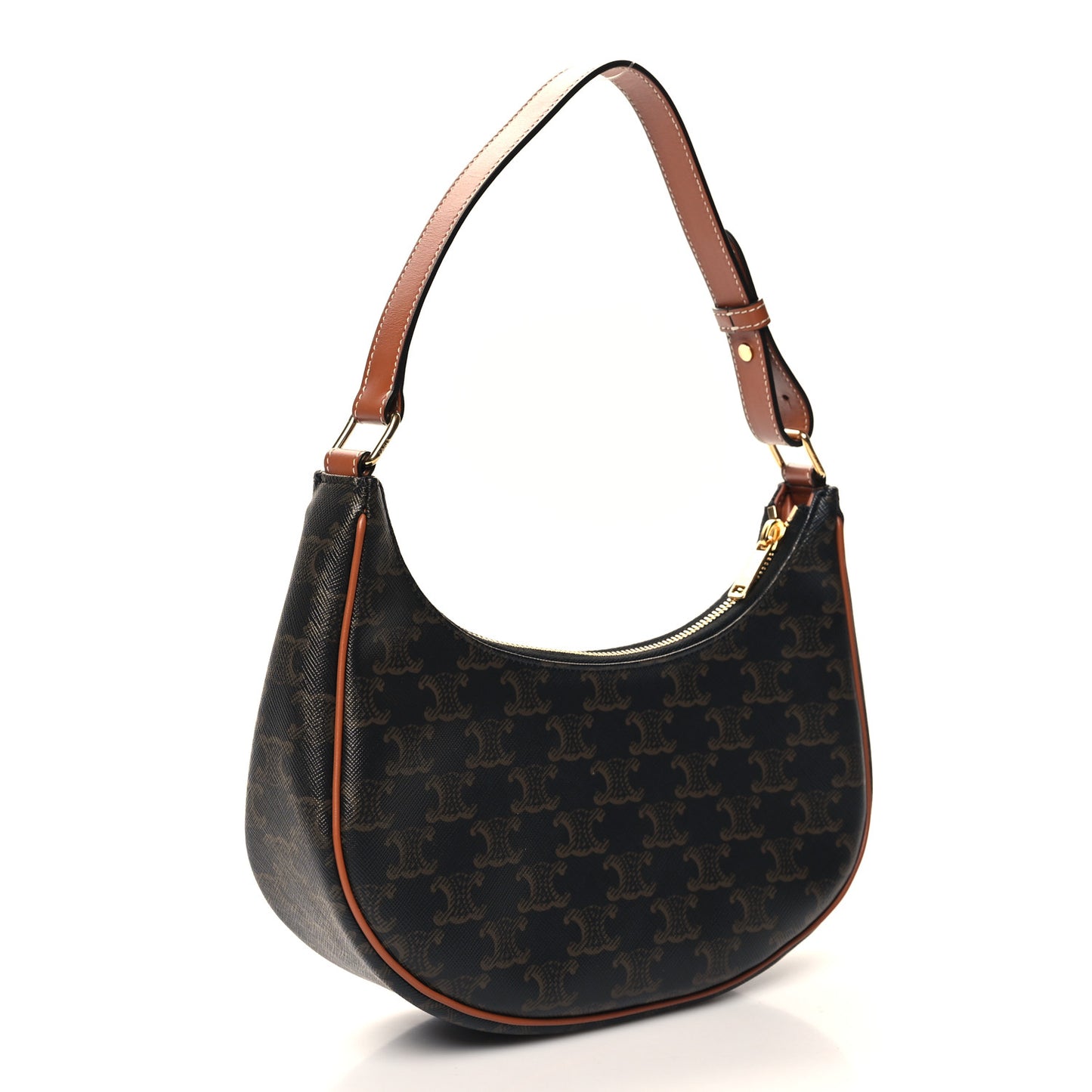 Triomphe Canvas Calfskin Ava Shoulder Bag Tan