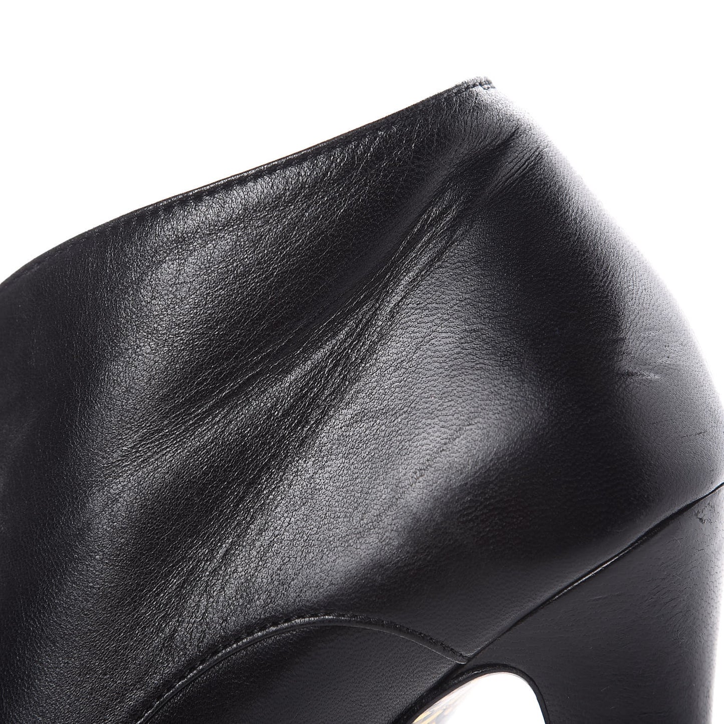 Lambskin CC Cap Toe Platform Short Boots 40 Black