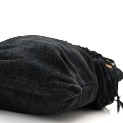 Saint Laurent Calfskin Small Grace Fringed Hobo Bag Black 10 of 11