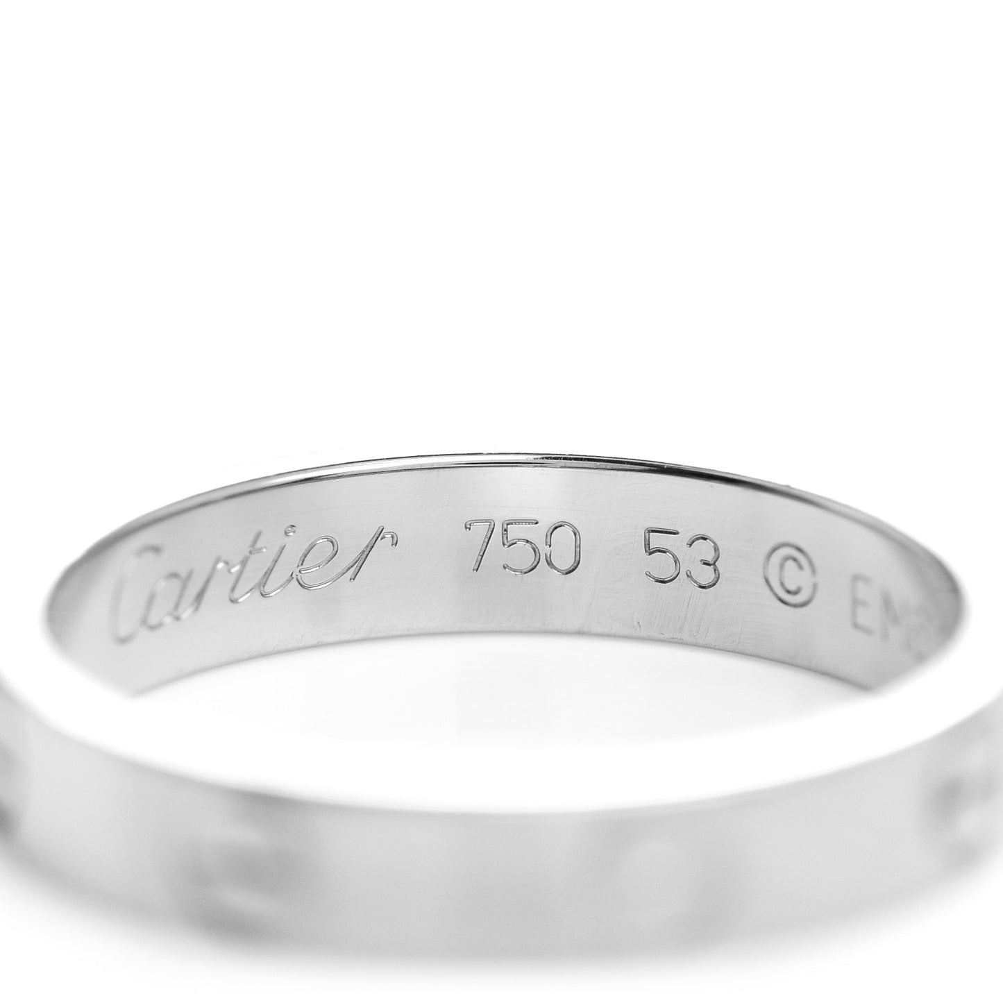 18K White Gold 3.5mm LOVE Wedding Band Ring 53 6.5