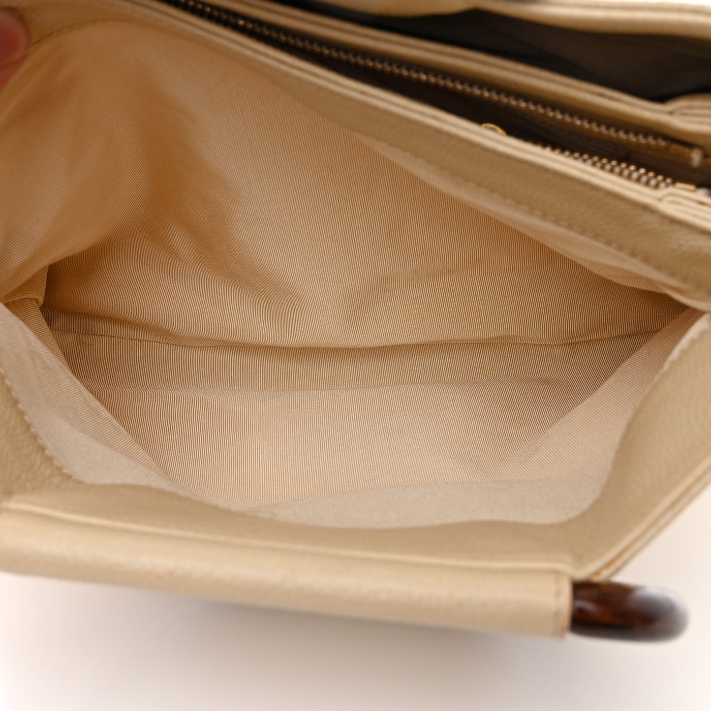 Caviar Wood Handle Handbag Beige